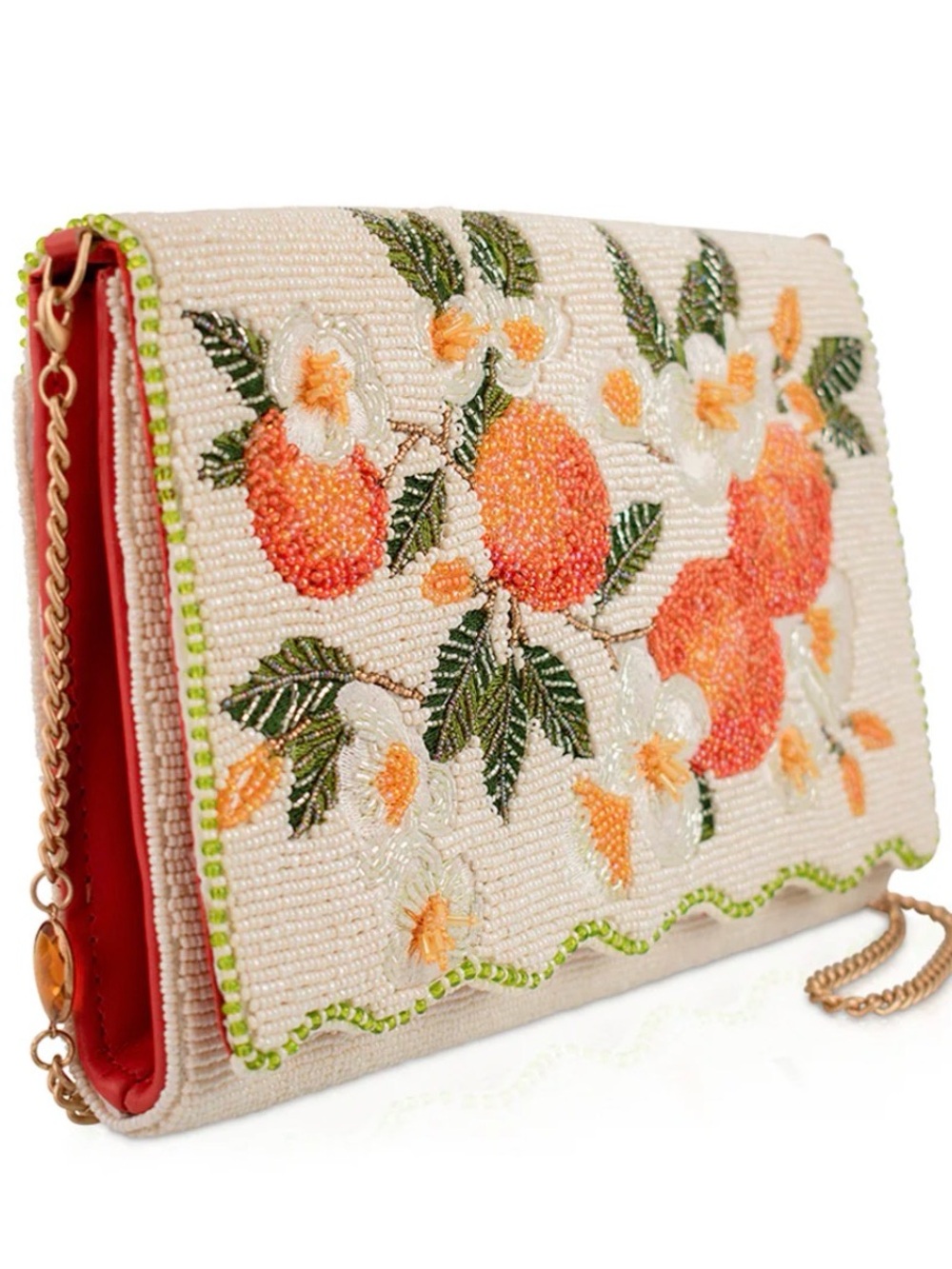 Mary Frances White Crossbody Clutch with Orange Floral Embroidery - Picture 6 of 7